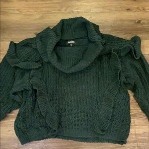 Express cowl neck oversized ruffle sweater